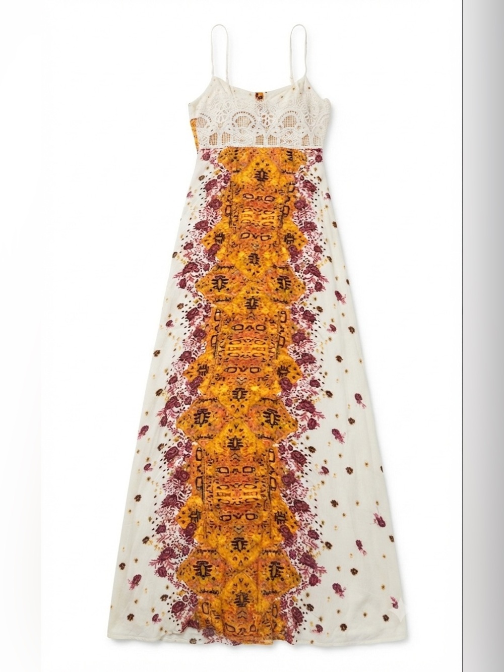 Free People Morning Song Crepe Maxi Dress Ivory Multi Size XS NWOT - Picture 3 of 9